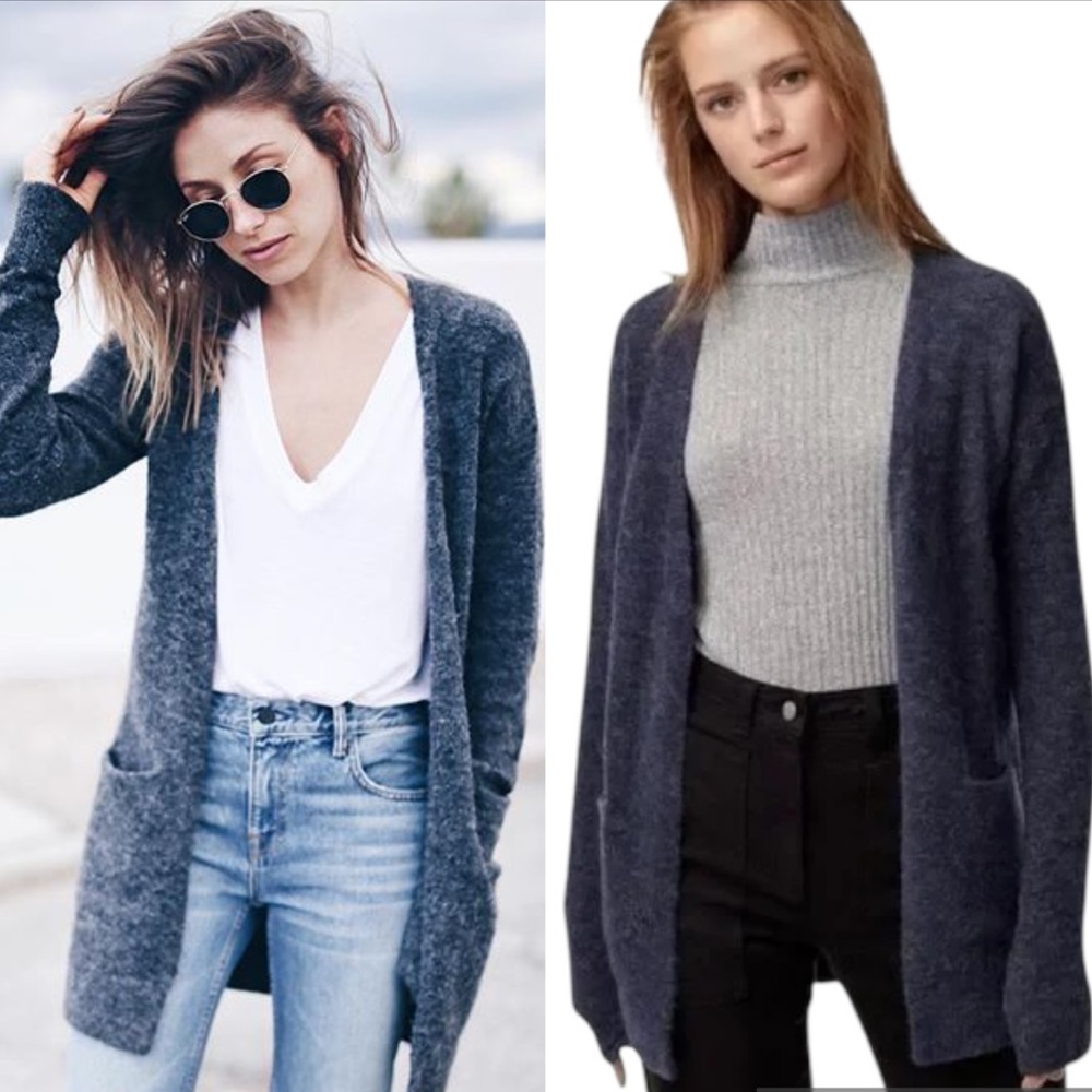 Aritzia Wilfred Free Aronson Blue Open Front Knit Cardigan - S